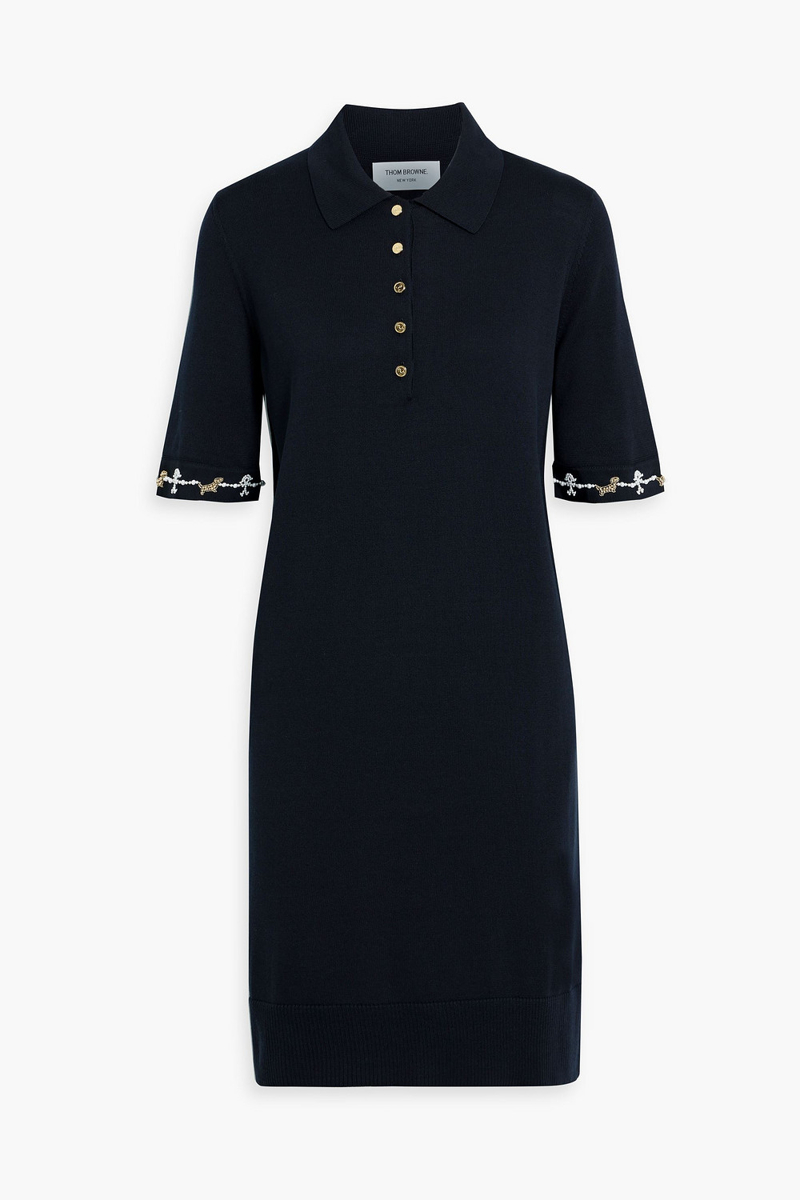 thom browne - embellished silk and cotton-blend dress - blue - it 36