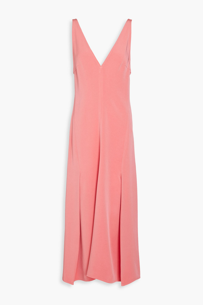 Victoria Beckham - Pleated satin-crepe midi dress - Pink - UK 12