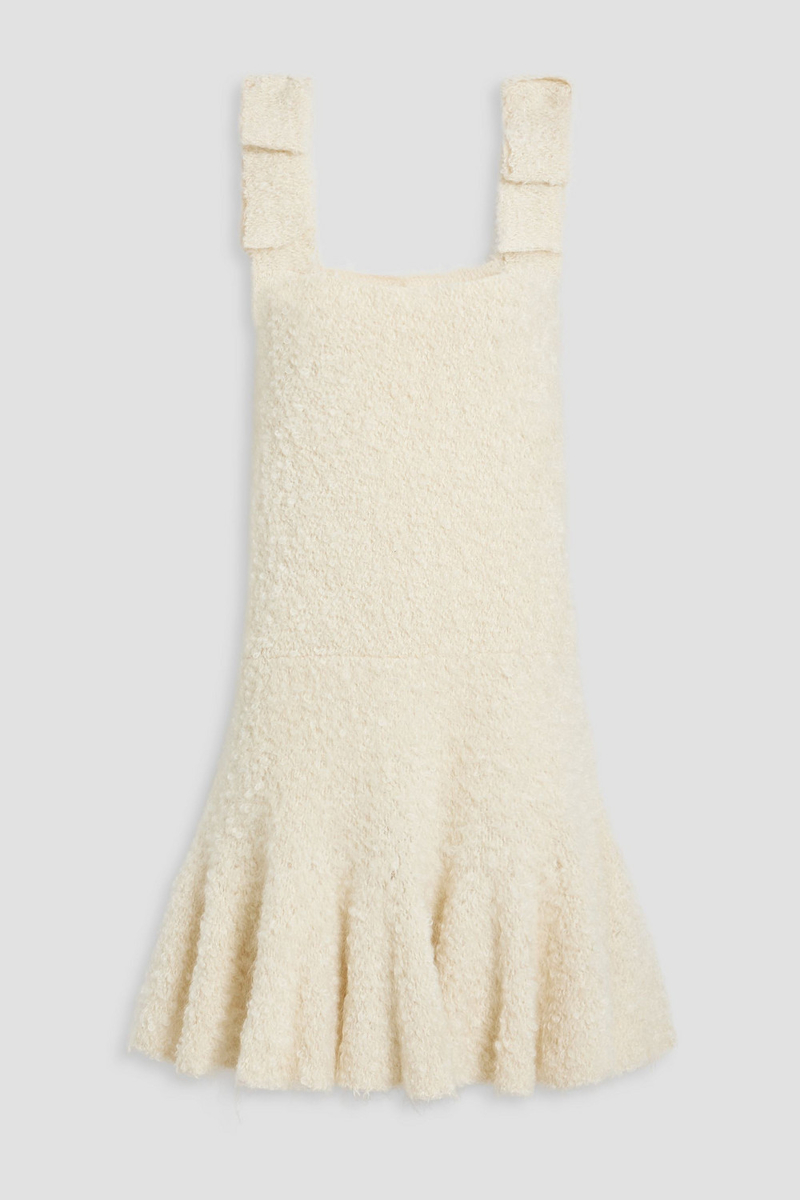 Jil Sander - Bow-embellished bouclé-knit mohair-blend dress - White - FR 32