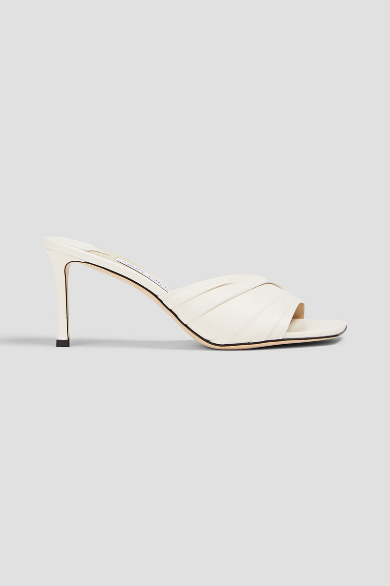 Jimmy Choo - Basil 75 ruched leather mules - White - EU 39.5