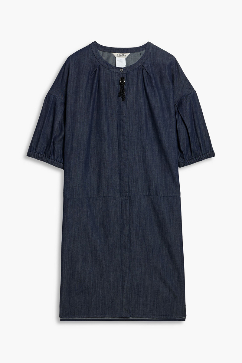 max mara - meringa embellished chambray mini dress - blue - it 38