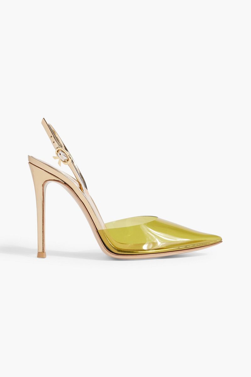 Gianvito Rossi - Ribbon D'orsay PVC and mirrored-leather slingback pumps - Green - EU 36