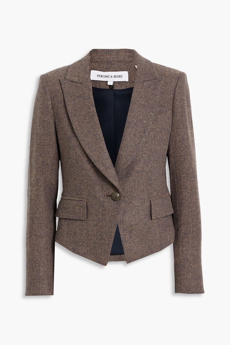 veronica beard - hosanna dickey herringbone tweed blazer - neutral - us 14