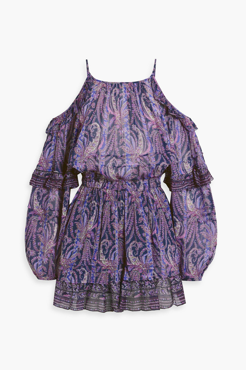isabel marant - gabinia paisley-print cotton and silk-blend crepon mini dress - purple - fr 34