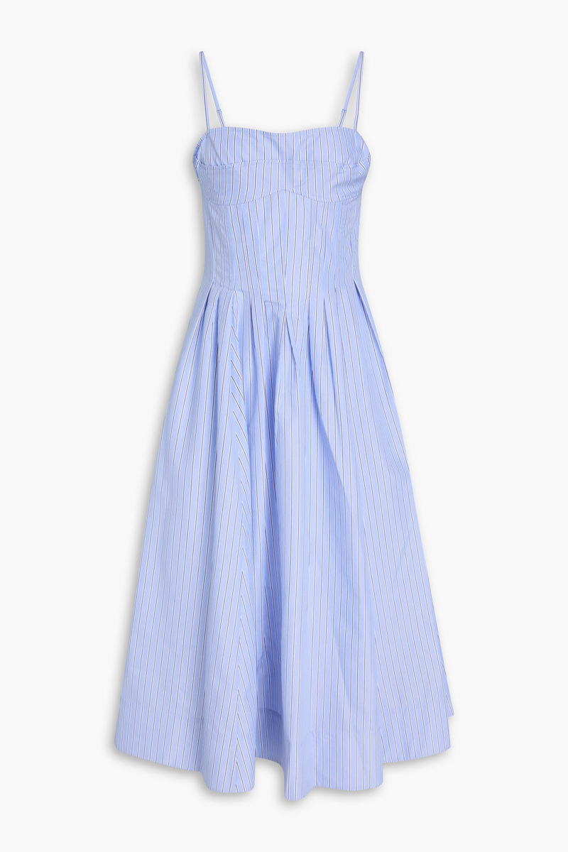 simkhai - kittiya pinstriped cotton-blend oxford midi dress - blue - us 2