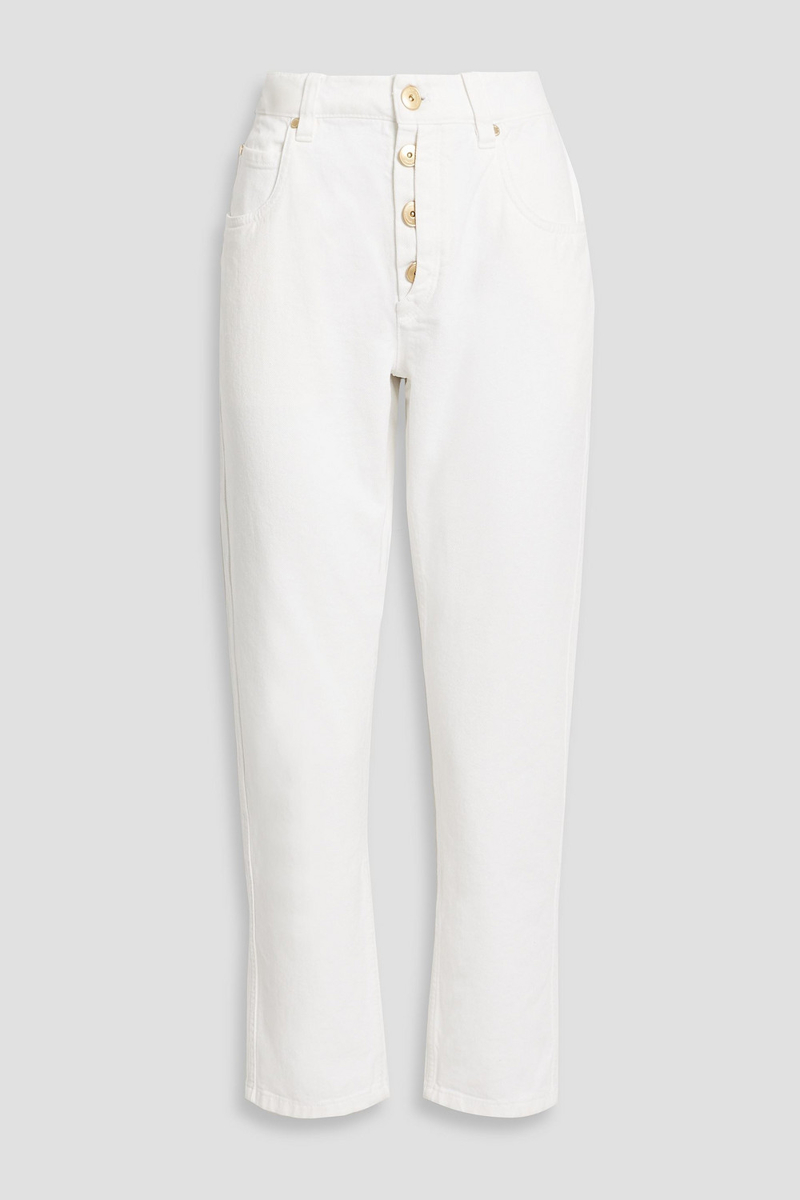 brunello cucinelli - high-rise straight-leg jeans - white - it 52