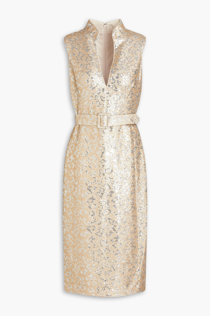 Badgley Mischka - Sequined mesh midi dress - Metallic - US 4