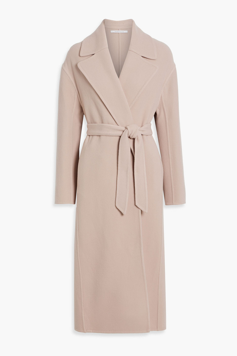 another tomorrow - belted wool-felt coat - pink - m