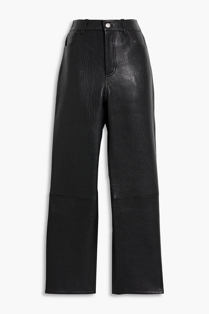 a.l.c. - cameron cropped textured-leather straight-leg pants - black - 27
