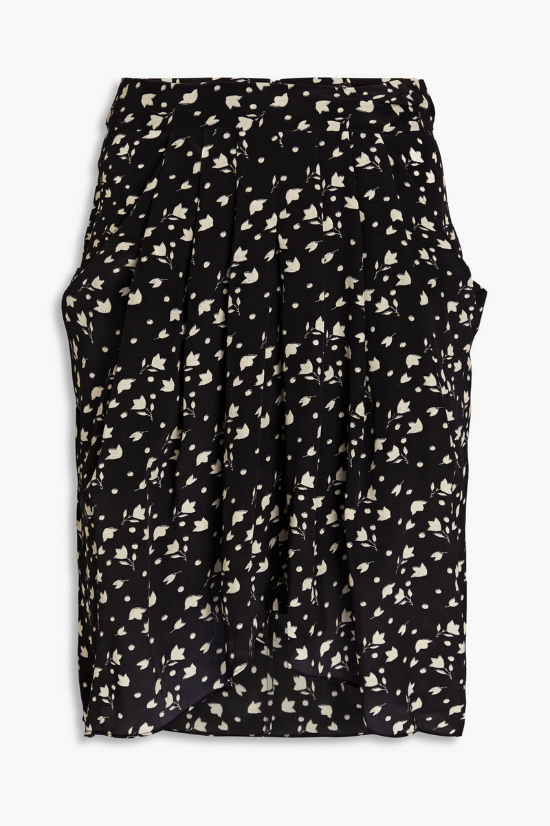 Isabel Marant - Kinali pleated floral-print silk crepe de chine skirt - Black - FR 34