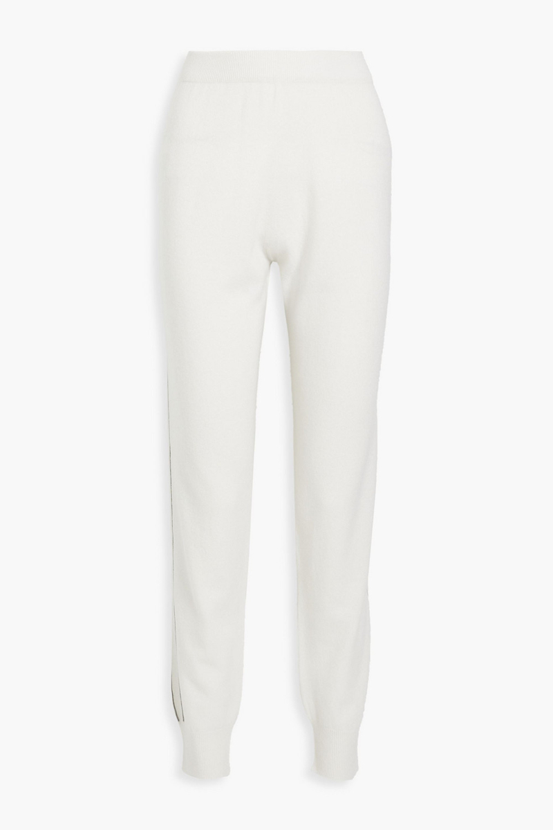 fabiana filippi - embellished merino wool, silk and cashmere-blend track pants - white - it 44
