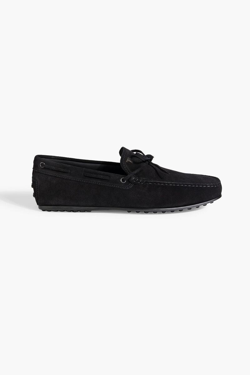 Tod's - Laccetto City Gommino suede driving shoes - Black - UK 7.5