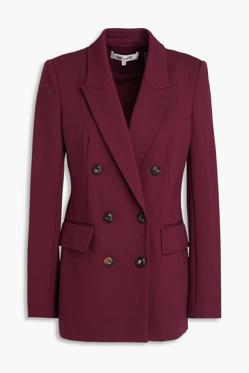 diane von furstenberg - maira double-breasted jersey blazer - purple - us 0
