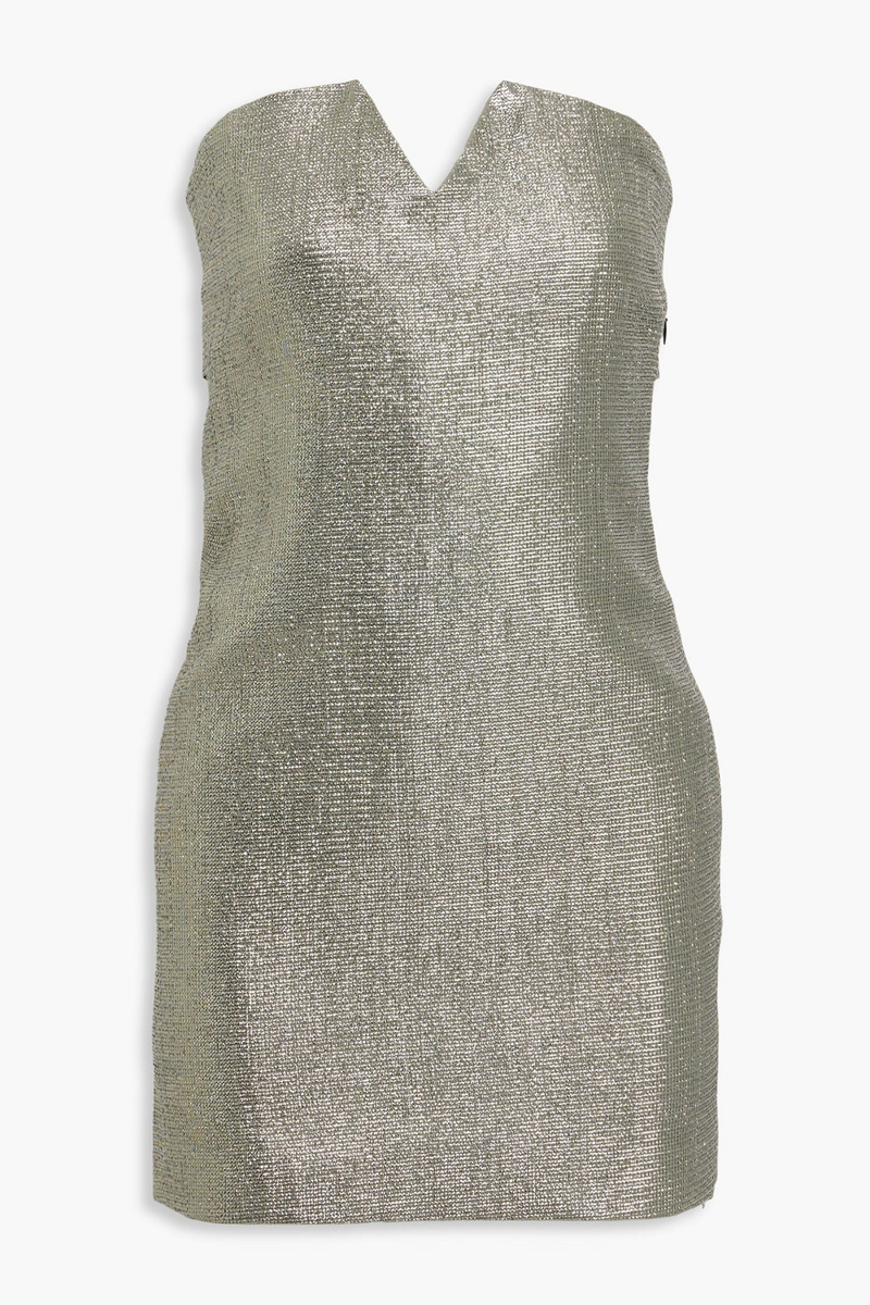 iro - rayen strapless lamé mini dress - green - fr 38