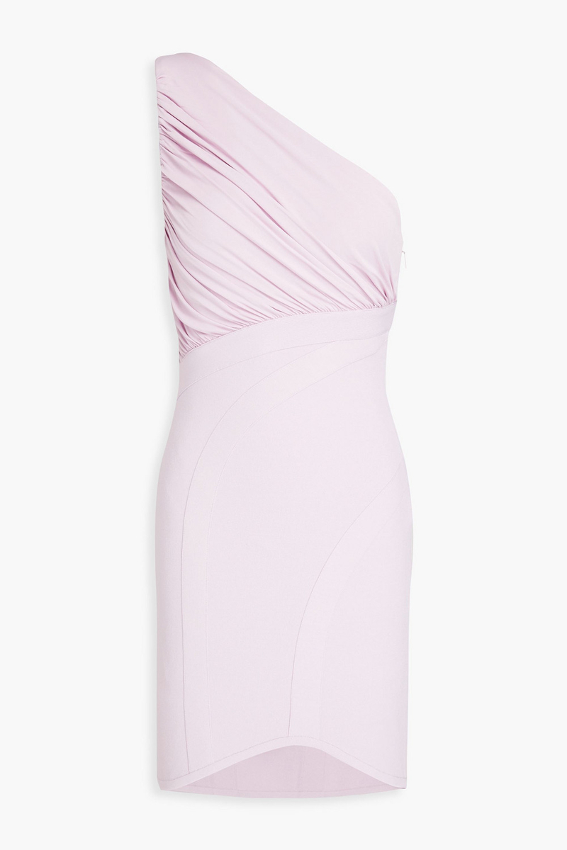Hervé Léger - One-shoulder ruched stretch-knit and jersey mini dress - Purple - US 6