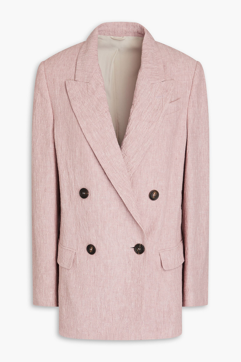 Brunello Cucinelli - Double-breasted linen blazer - Pink - IT 46