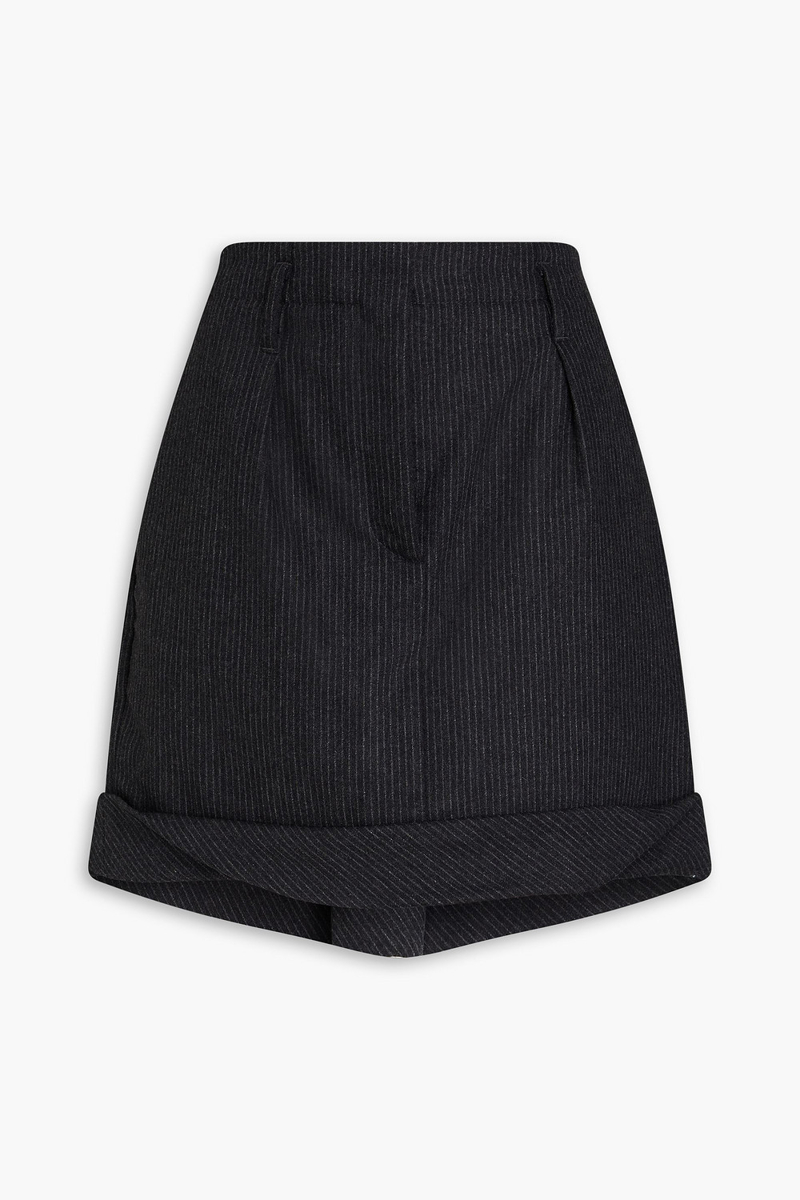 brunello cucinelli - pinstriped wool-blend flannel mini skirt - gray - it 44