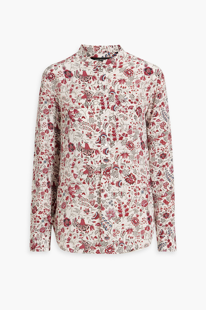 Isabel Marant - Gemma floral-print silk crepe de chine blouse - Red - FR 38