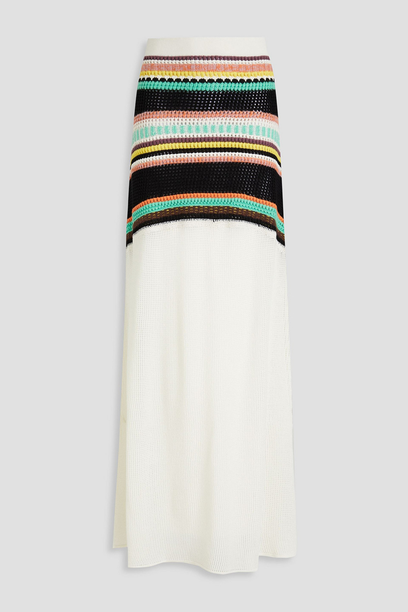 chloé - crochet-knit wool maxi skirt - white - l