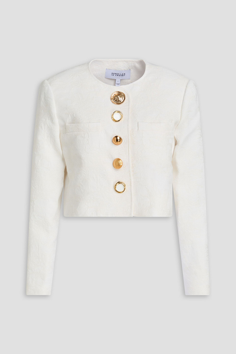 derek lam 10 crosby - juliette cropped jacquard jacket - white - us 8