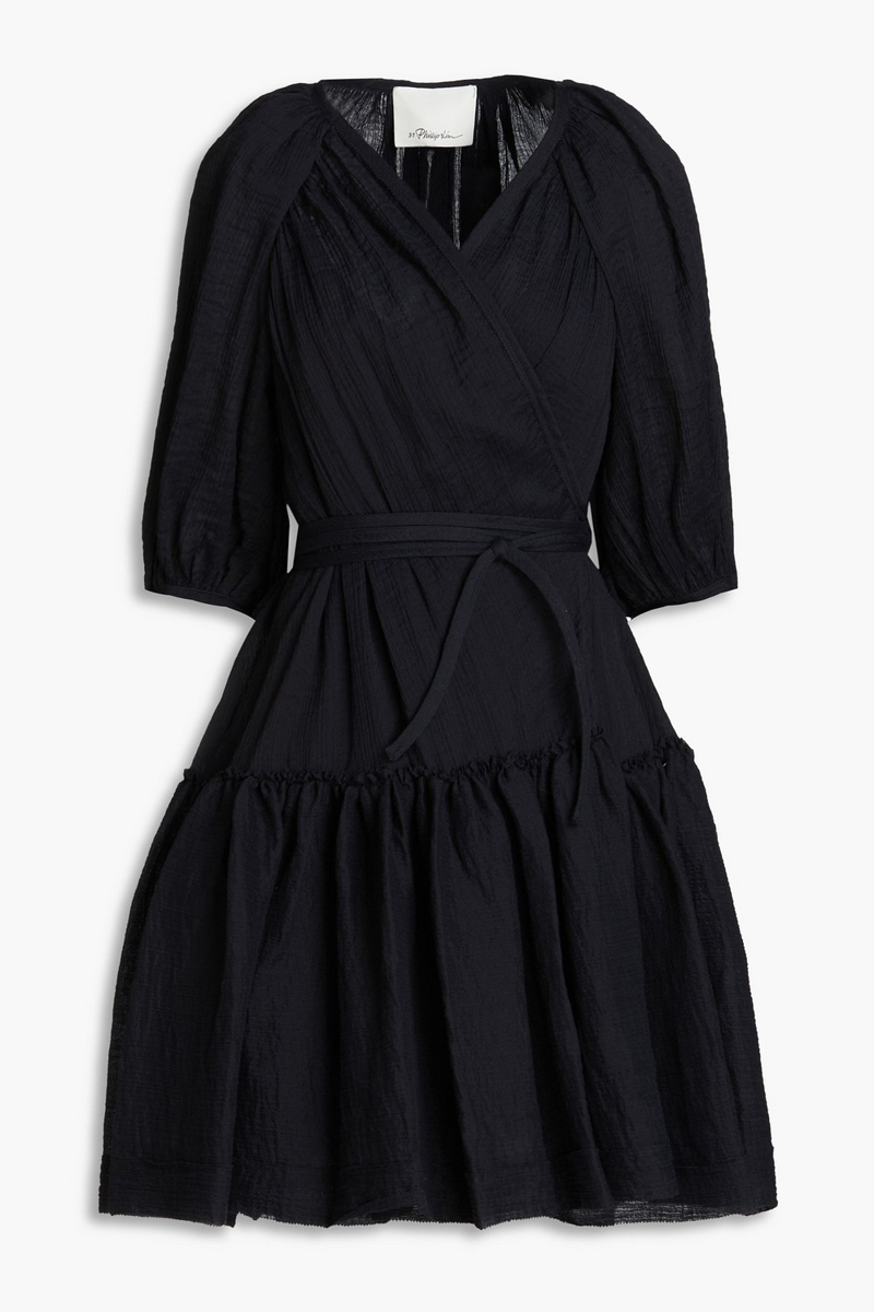 3.1 Phillip Lim - Ruffled cotton-blend crepon mini wrap dress - Blue - US 4