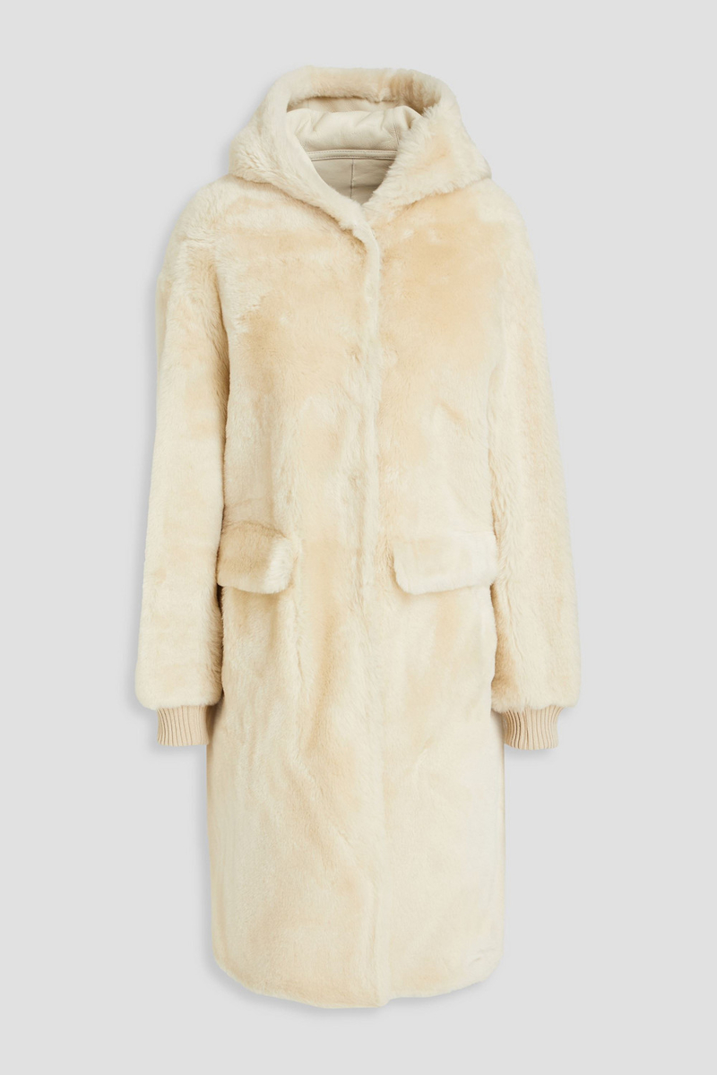 yves salomon - shearling hooded coat - white - fr 42