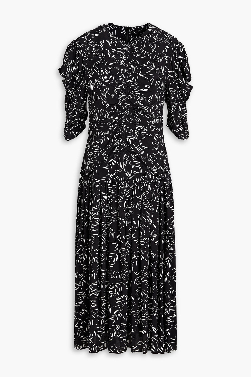 Proenza Schouler - Ruched printed crepe midi dress - Black - US 8