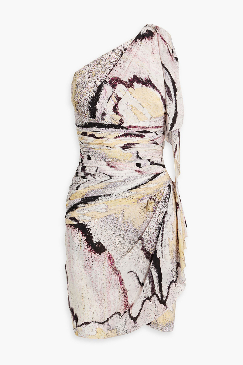 Zuhair Murad - One-shoulder printed silk-crepe mini dress - Pink - FR 34