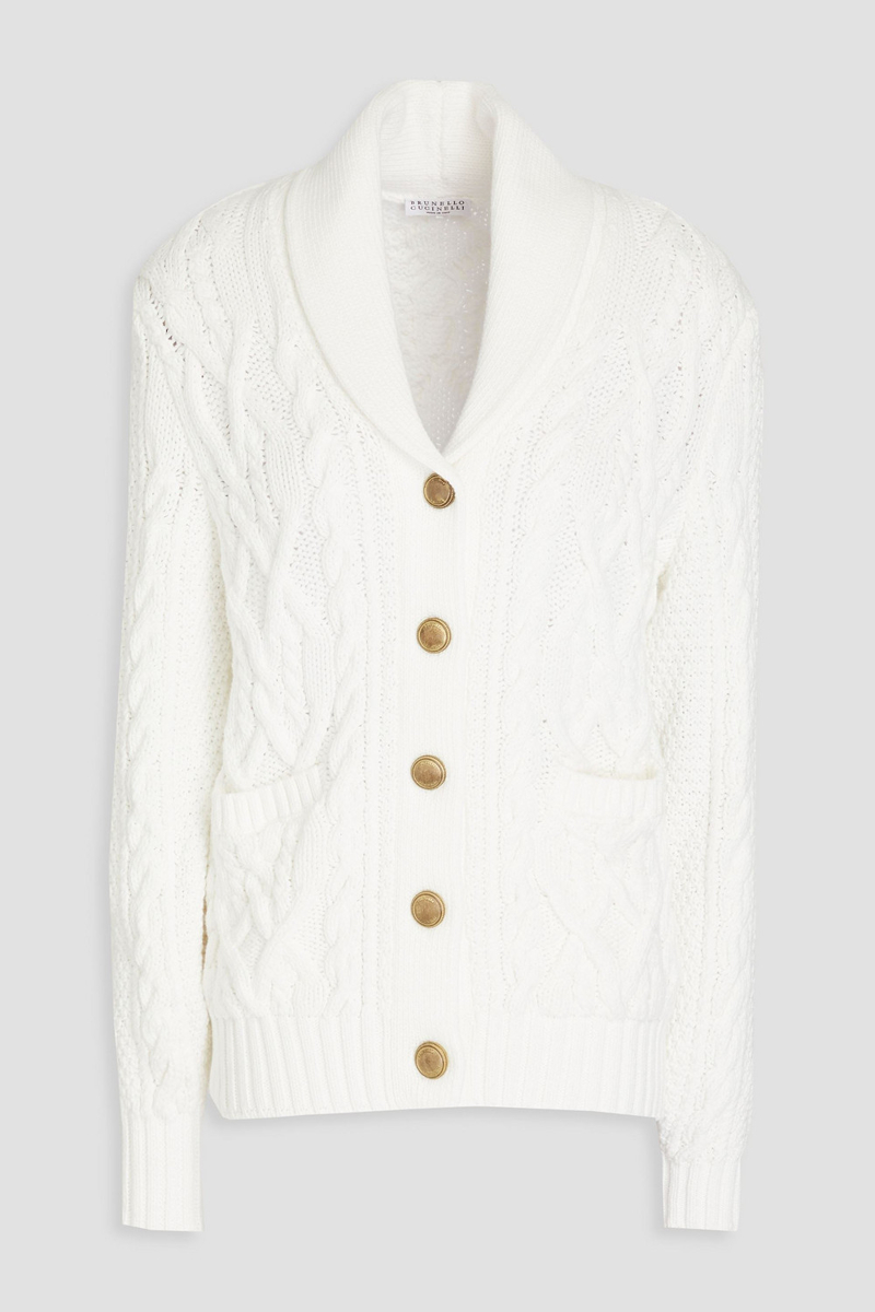 Brunello Cucinelli - Cable-knit cotton-blend cardigan - White - L