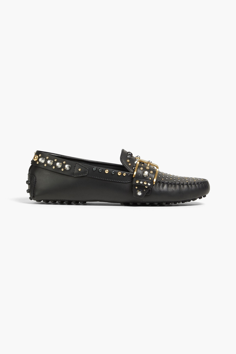 Tod's - Gommino studded leather loafers - Black - EU 37