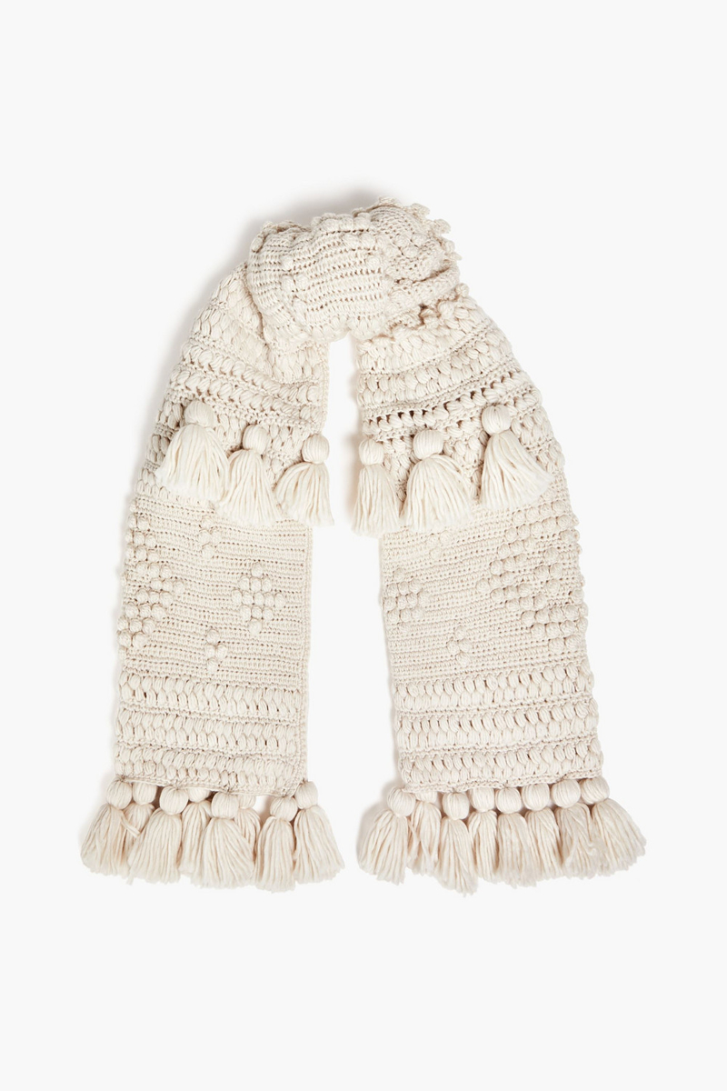 Zimmermann - Tasseled crochet-knit wool scarf - White - OneSize