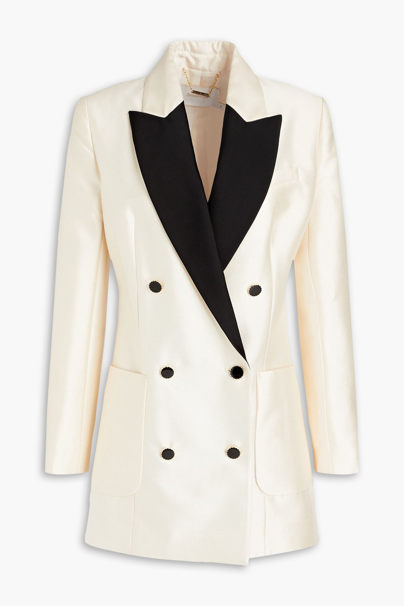 Zimmermann - Double-breasted wool and silk-blend mini tuxedo dress - White - 2