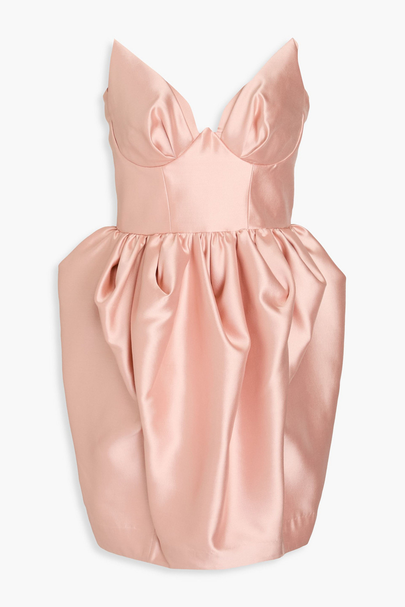 zimmermann - strapless silk and wool-blend mikado mini dress - pink - 00