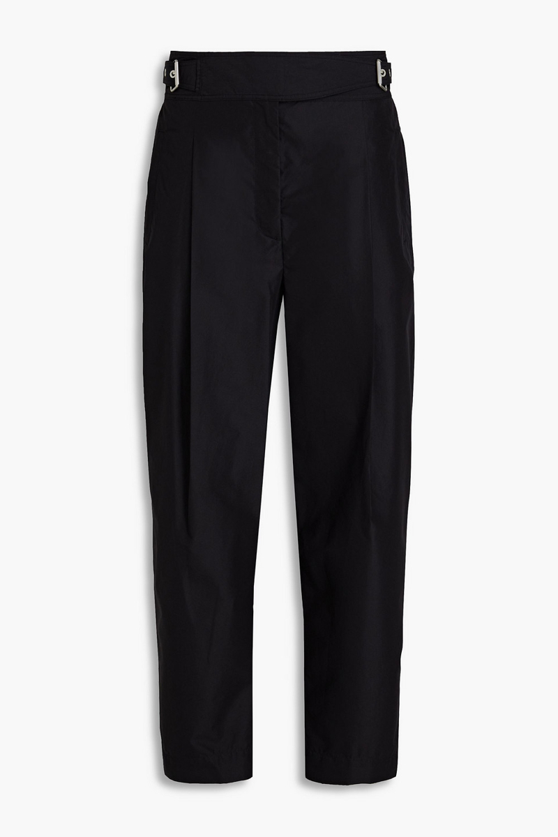3.1 phillip lim - cropped belted cotton-blend poplin tapered pants - black - us 0