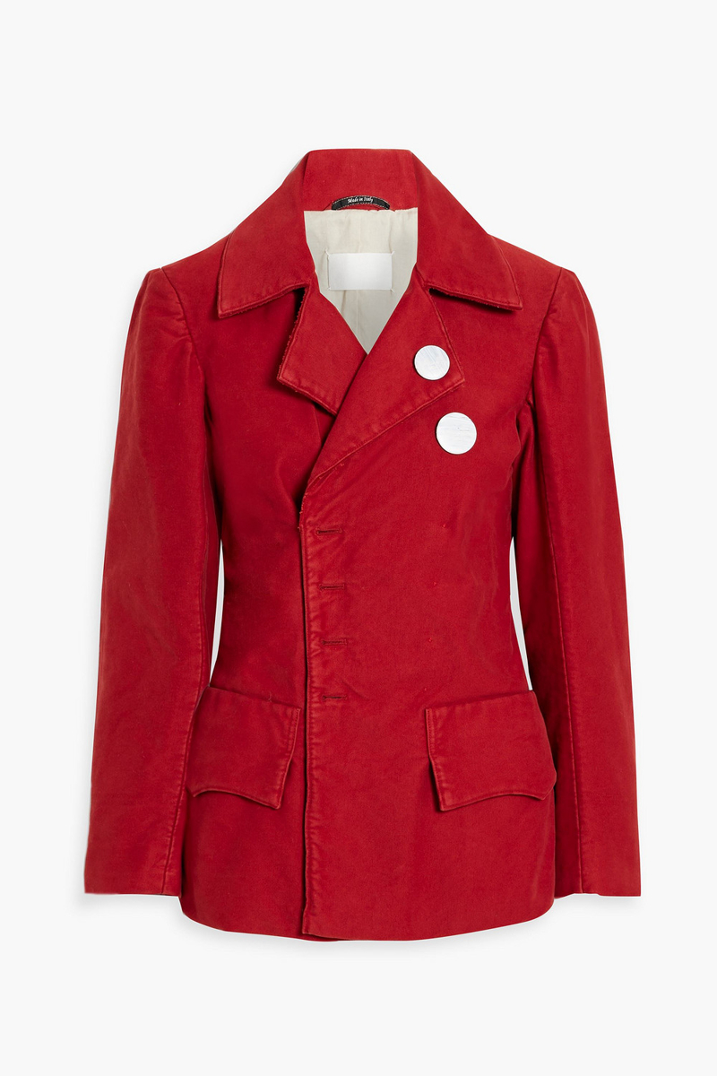 Maison Margiela - Button-embellished cotton peplum jacket - Red - IT 40