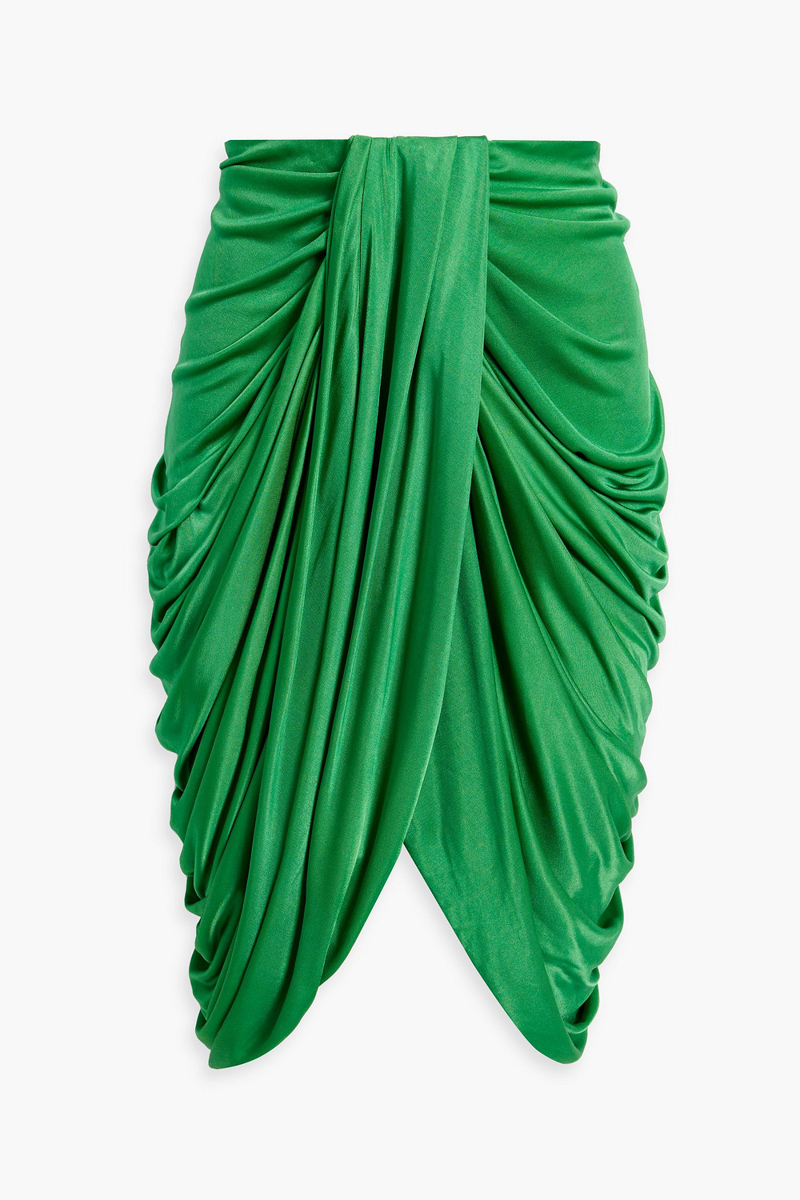 Isabel Marant - Dotina draped satin-jersey skirt - Green - FR 40