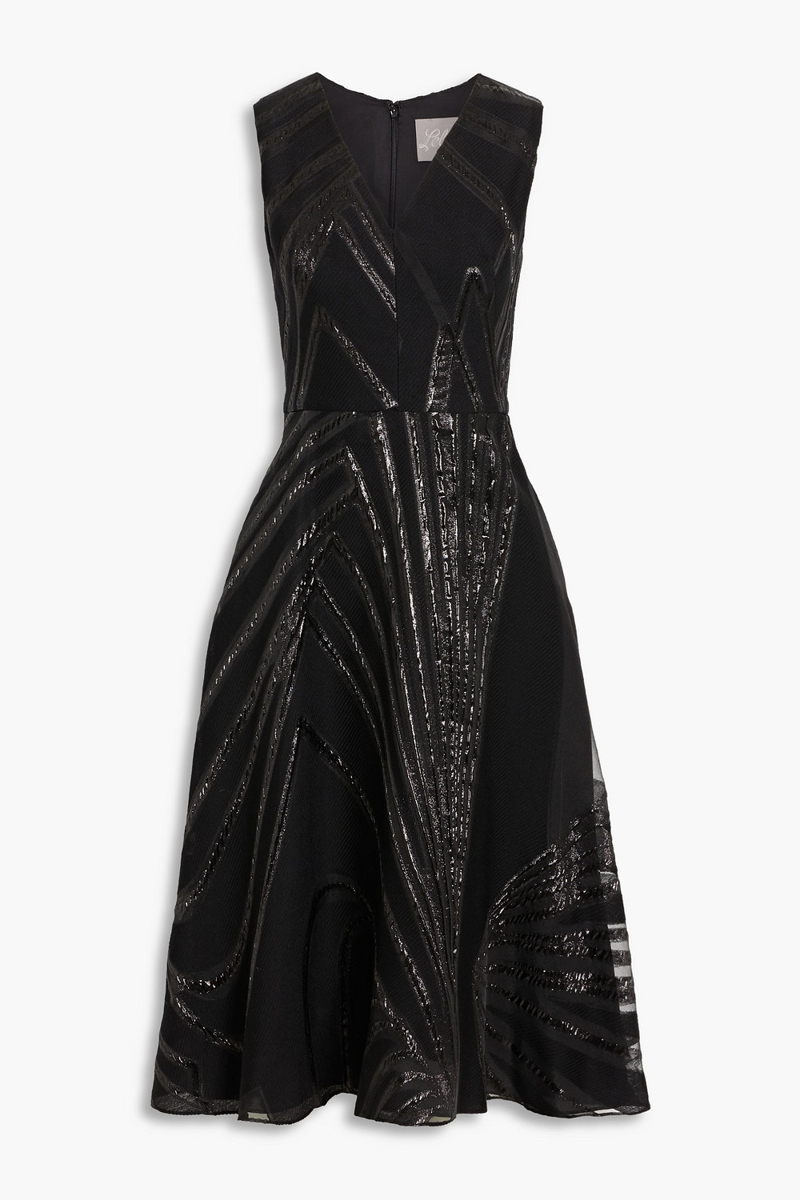 LELA ROSE - Metallic fil coupé dress - Black - US 2
