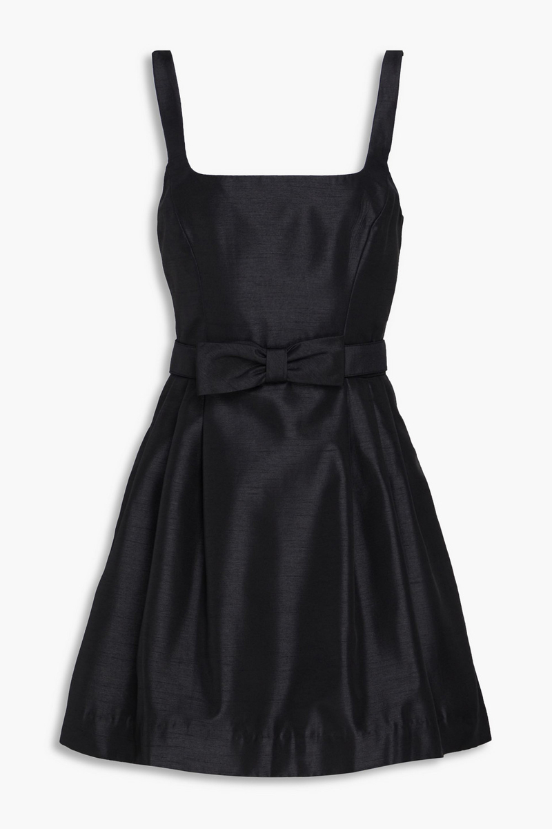 nicholas - bow-detailed taffeta mini dress - black - us 4