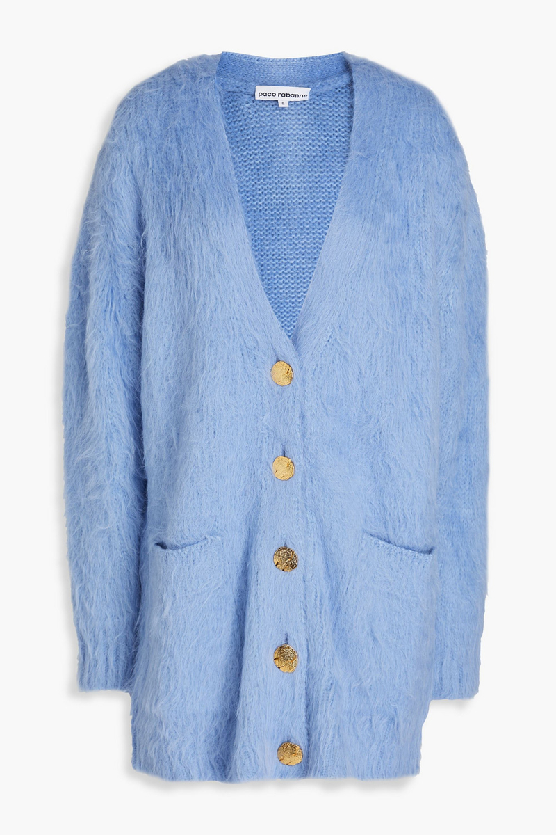 rabanne - brushed knitted cardigan - blue - s