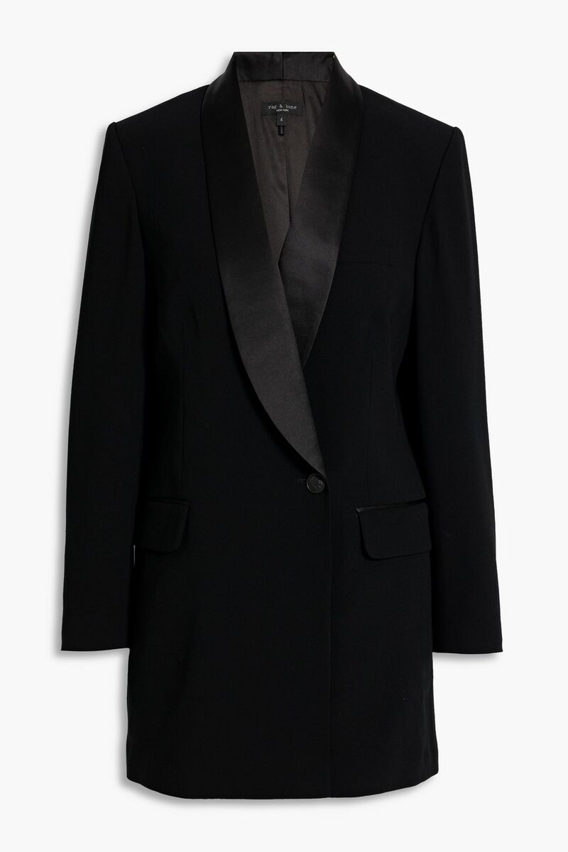 rag & bone - Femi double-breasted satin-trimmed crepe mini dress - Black - US 4