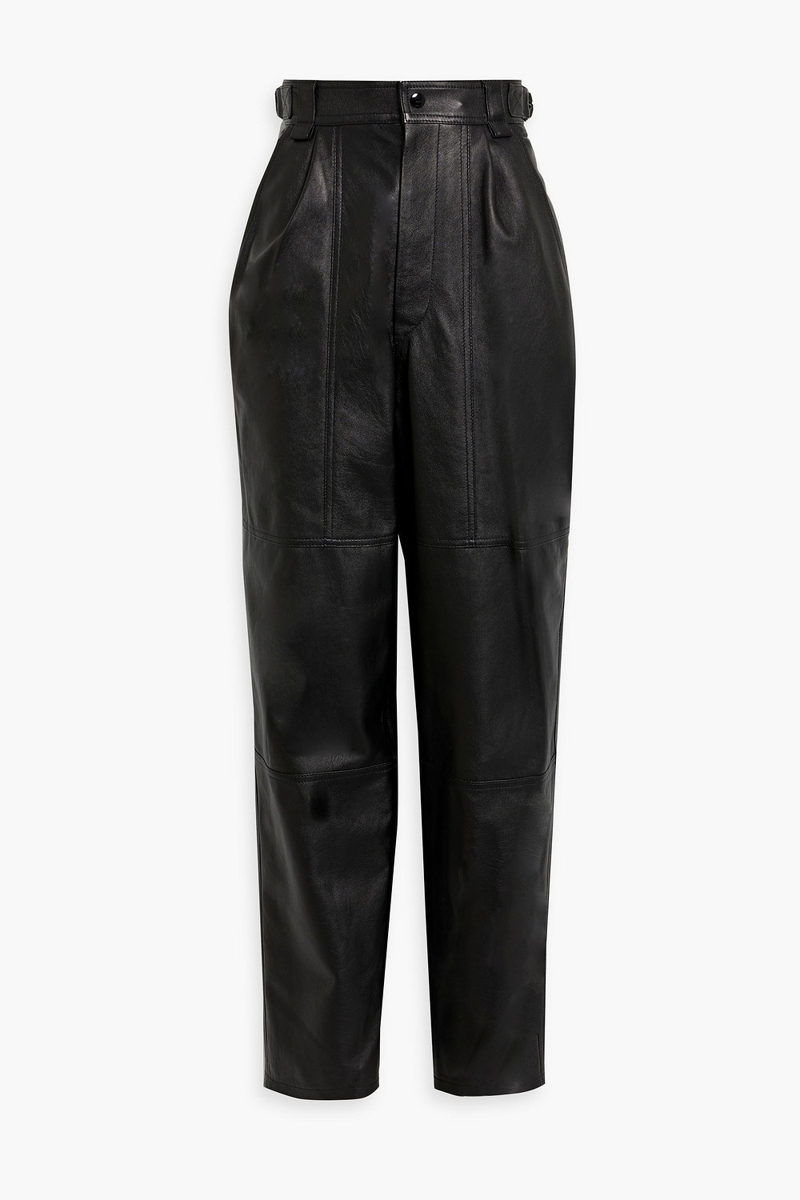 isabel marant - ciferim leather tapered pants - black - fr 36