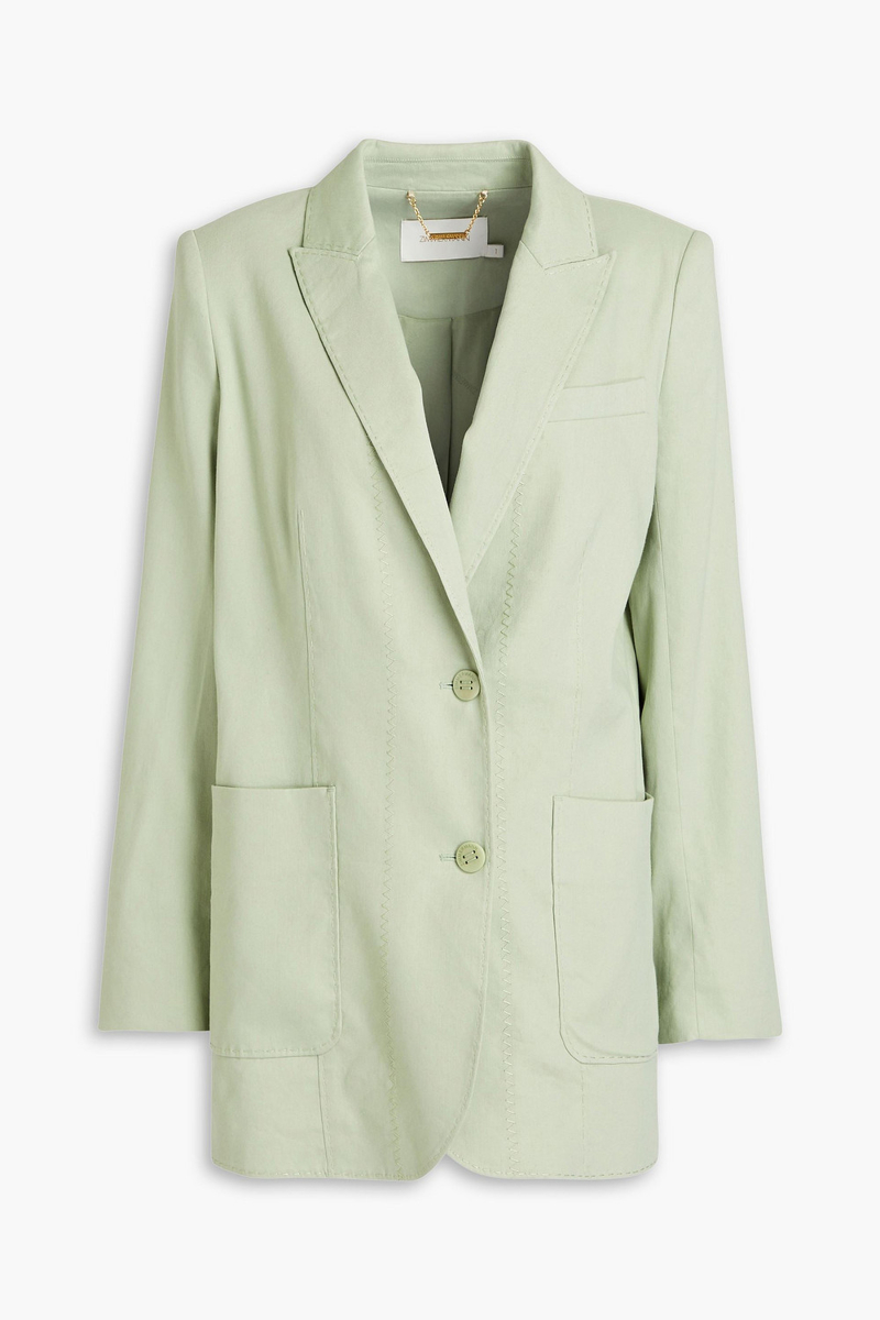 Zimmermann - Linen-blend twill blazer - Green - 0