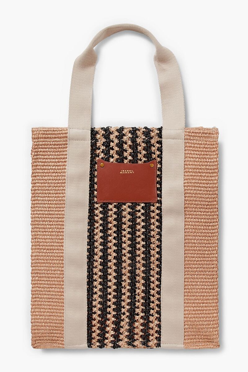 Isabel Marant - Puebla leather and twill-trimmed striped straw tote - Neutral - OneSize