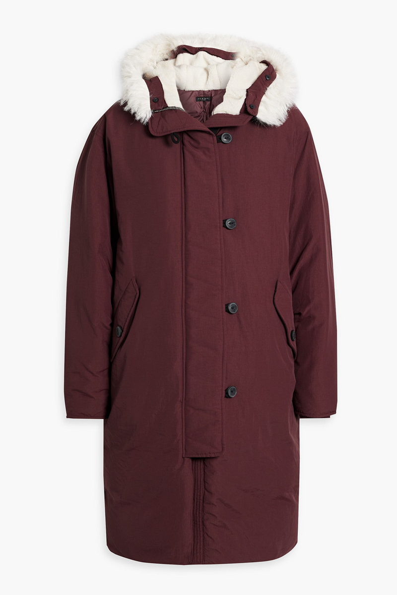 rag & bone - plush-trimmed ripstop hooded down coat - purple - xs