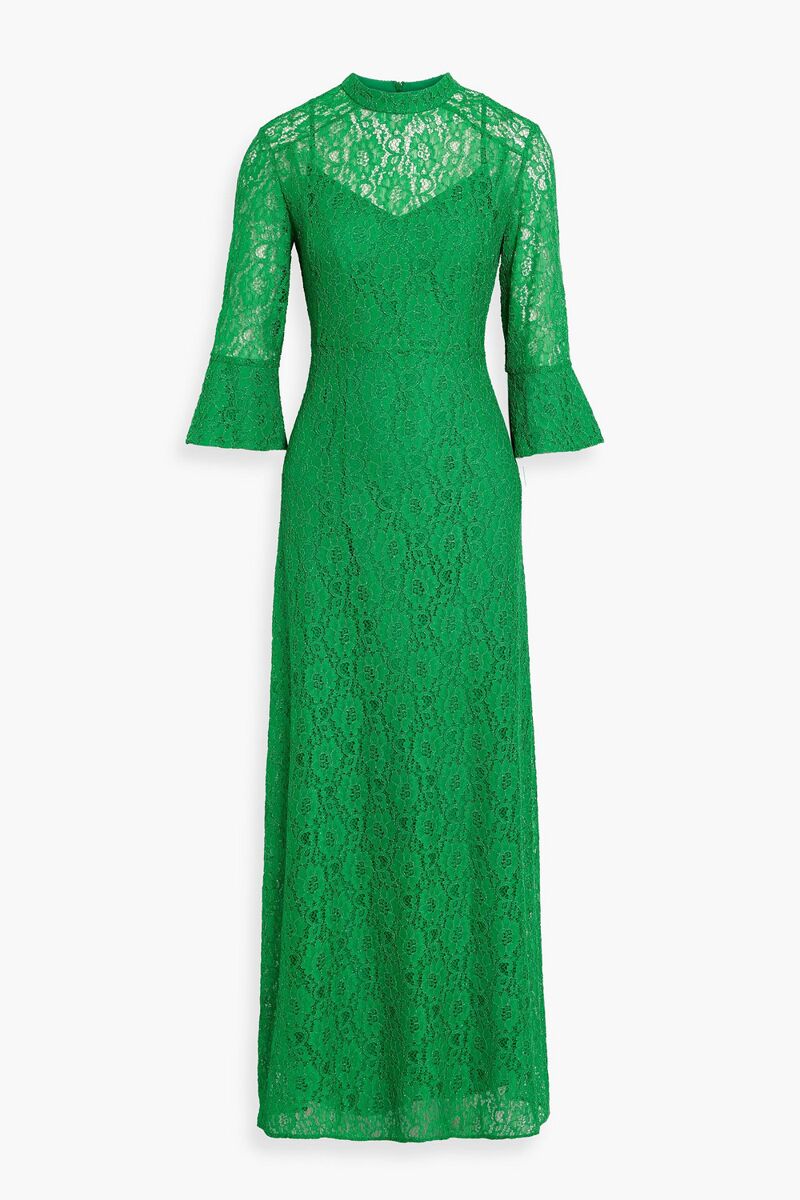 HVN - Ashley metallic corded lace maxi dress - Green - US 0