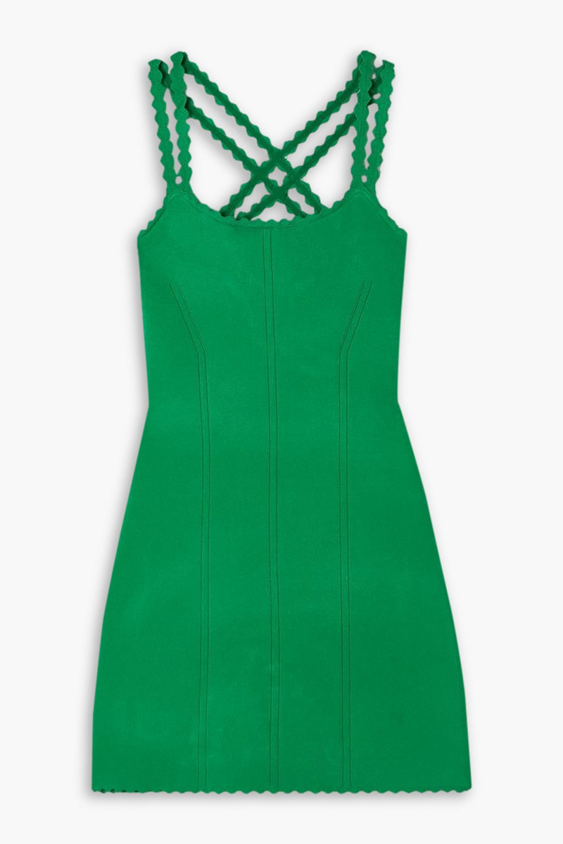 victoria beckham - scalloped knitted mini dress - green - 0