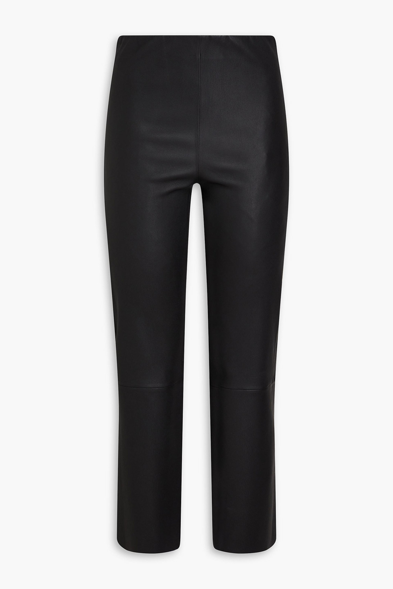 by malene birger - florentina cropped stretch-leather slim-leg pants - black - de 38
