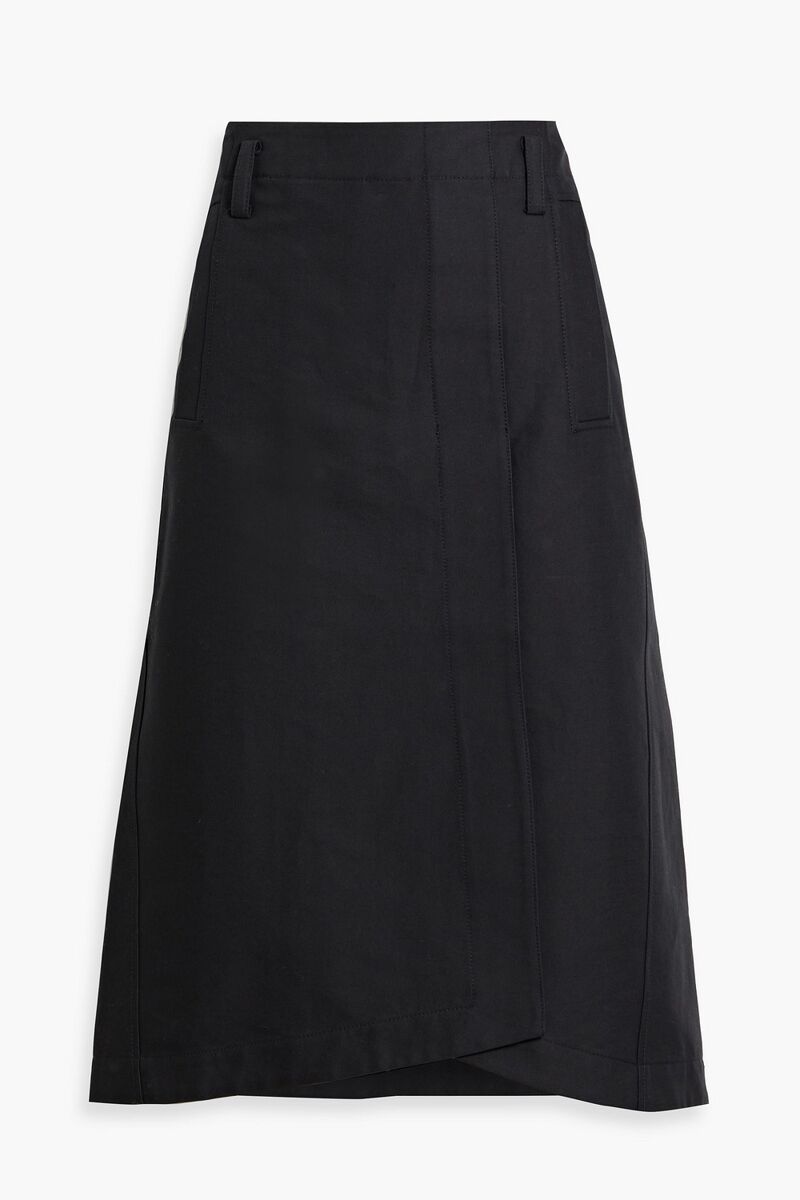 Tibi - Wrap-effect cotton skirt - Black - US 2