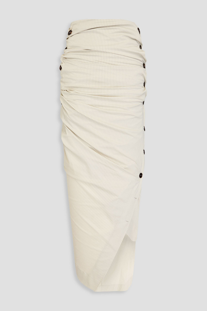 philosophy di lorenzo serafini - ruched striped crepe midi wrap skirt - white - it 38