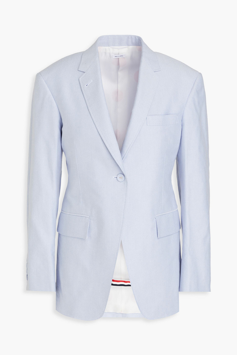 thom browne - cotton oxford blazer - blue - it 36
